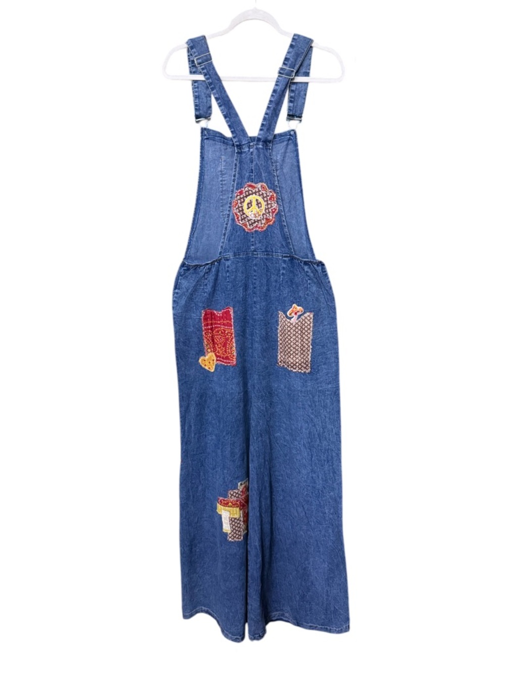 Handmade Kantha Patchwork Wide Leg Boho Hippie Overalls - Picture 3 of 9